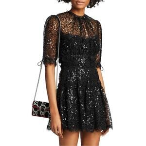 NEW $745 JONATHAN SIMKHAI Sequin-embellished Lace-trimmed Mesh Sz XS/US 2